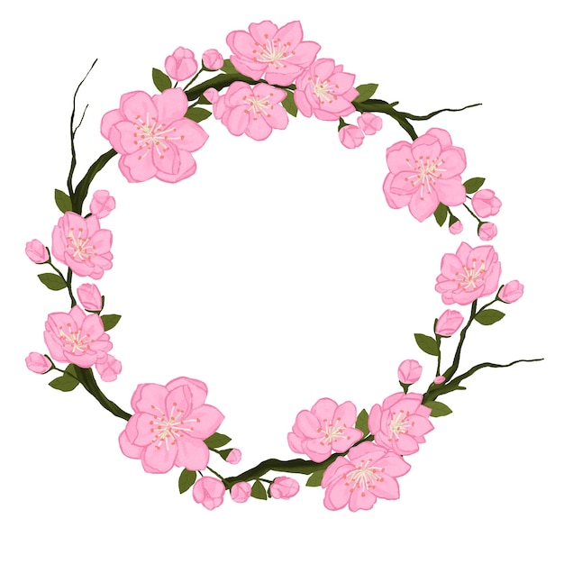 Vector sakura japan kersen tak met bloeiende bloemen