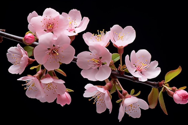 Sakura kersenbloesem bloeit in het voorjaarsseizoen geïsoleerd op een witte achtergrond