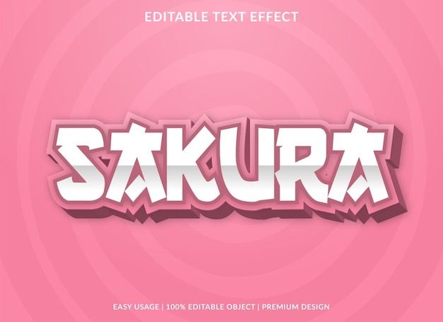 Modello di effetto testo sakura con uso in stile audace