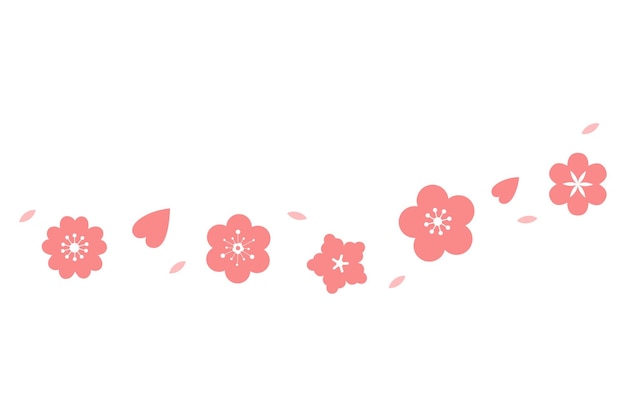 Vector sakura in the wind cherry blossom element set vector flat illustration