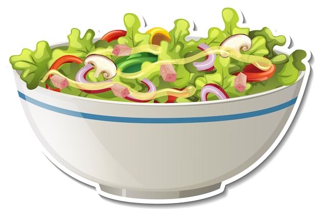 Vector salad bowl sticker on white background