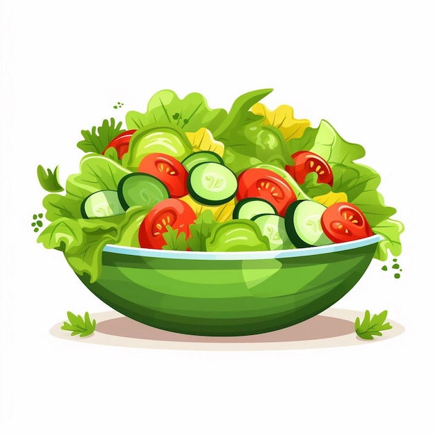 Vettore insalata dieta cibo fresco illustrazione vettore nutrizione vegetariana vegetale sana biologica