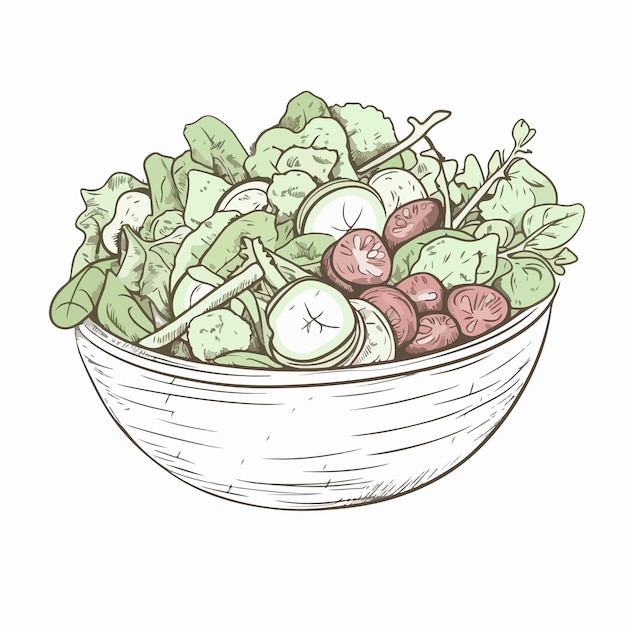 Vector salad flat vector illustration salad hand drawing isolated vector illustration