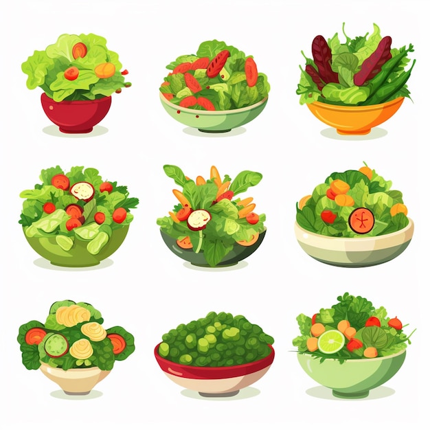 Vector salad food fresh illustration diet vector organic healthy vegetable nutrition bowl vegeta