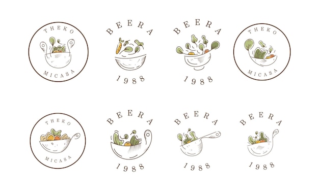 Salad food icon bundle set for healthy food company logo design