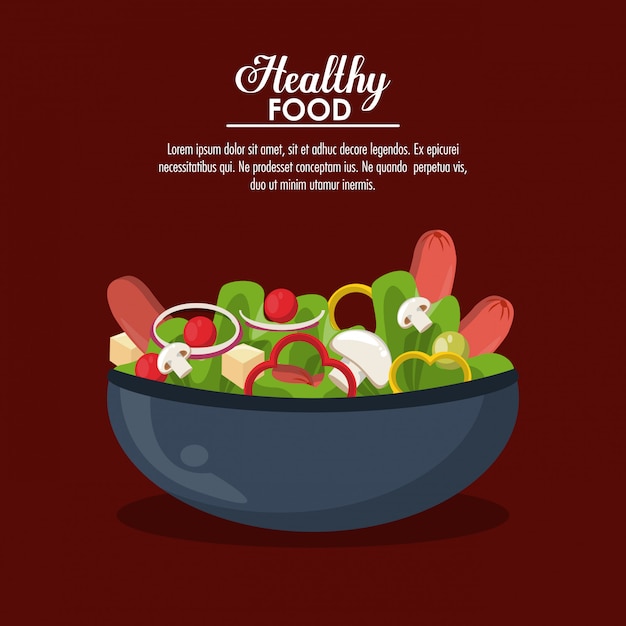 Vector salad healthy food with information