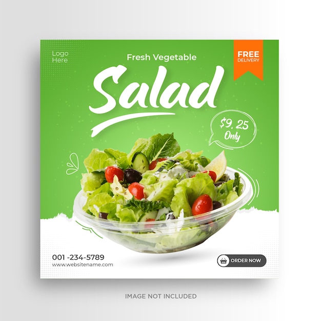 Vector salad promotion social media instagram post banner template