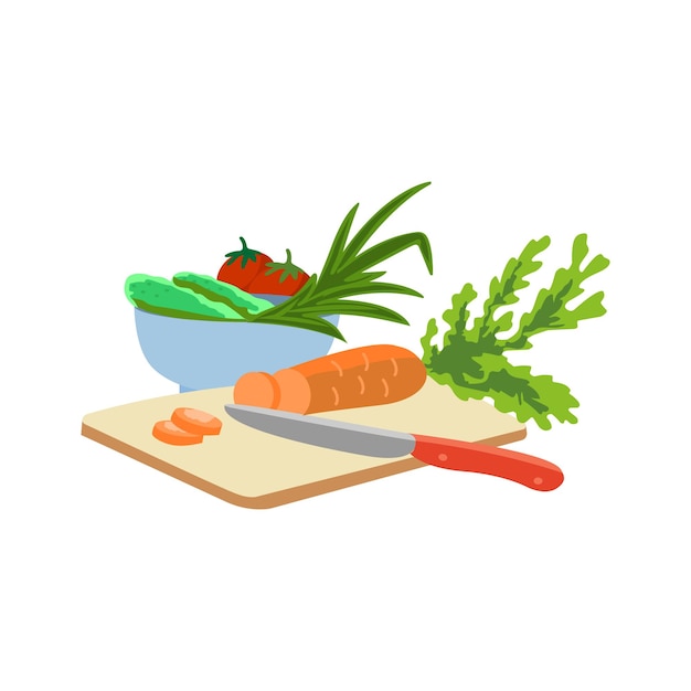 Vector salad set of vegetables flat design vector illustration