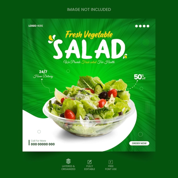Vector salade social media post design