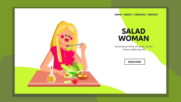 Salade vrouw gezond eten vector