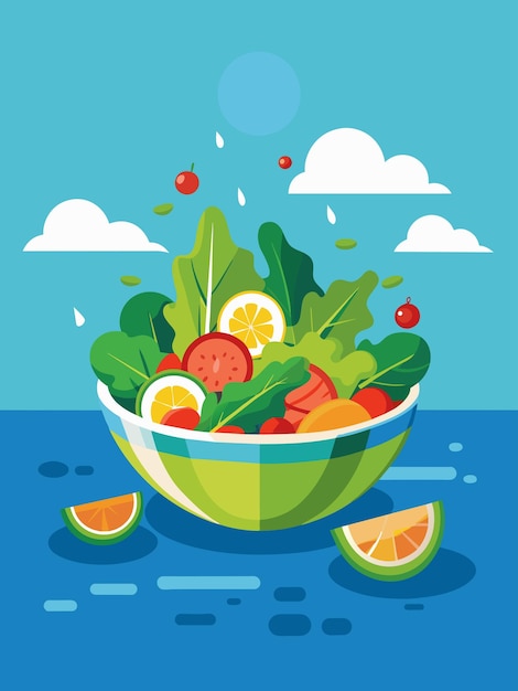 Vector saladfoodwaterbackground 11