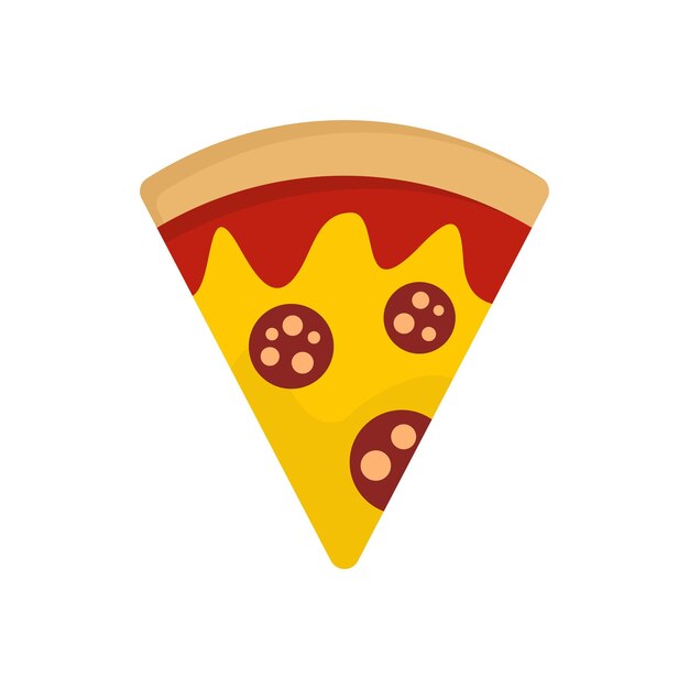 Salami pizza slice icon Flat illustration of salami pizza slice vector icon for web design