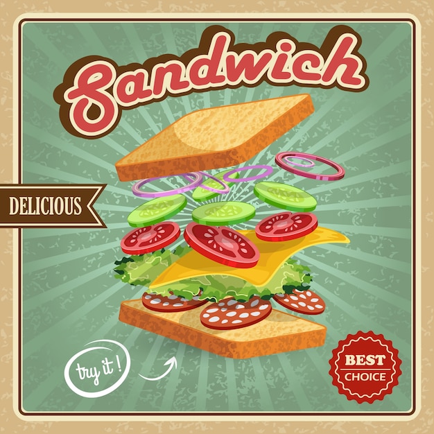 Vector salami sandwich poster