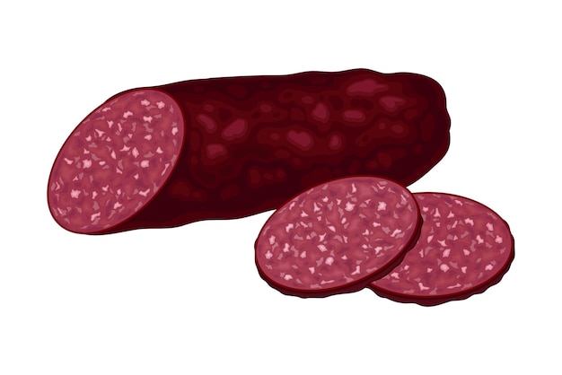 Vettore illustrazione vettoriale di salami o salsicce come prodotti a base di carne