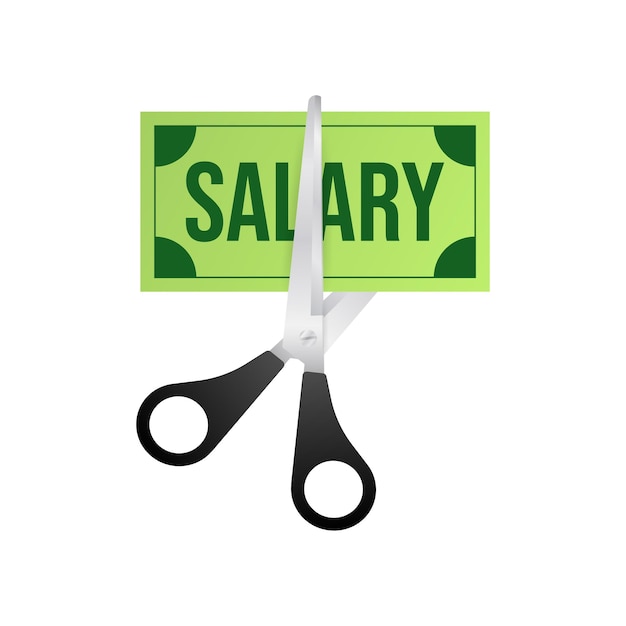 Salary cut green image. business concept. business icon. flat design.