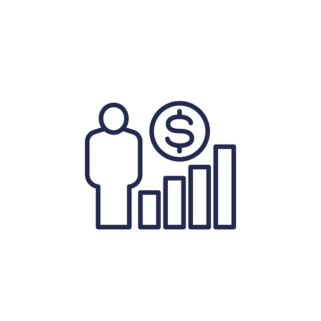 벡터 급여 증가 선 아이콘