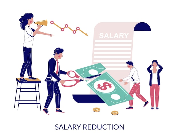 Salary reduction vector flat style design illustration