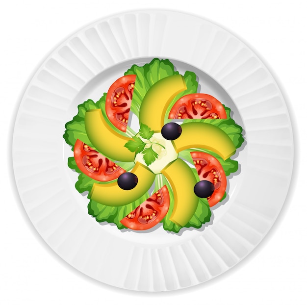 Vector sald with avocado tomato lettuce