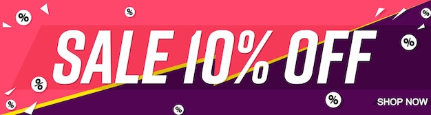 Sale 10 off web banner design template and discount horizontal poster vector illustration
