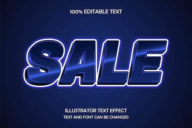 Vector sale,3d editable text effect modern neon style