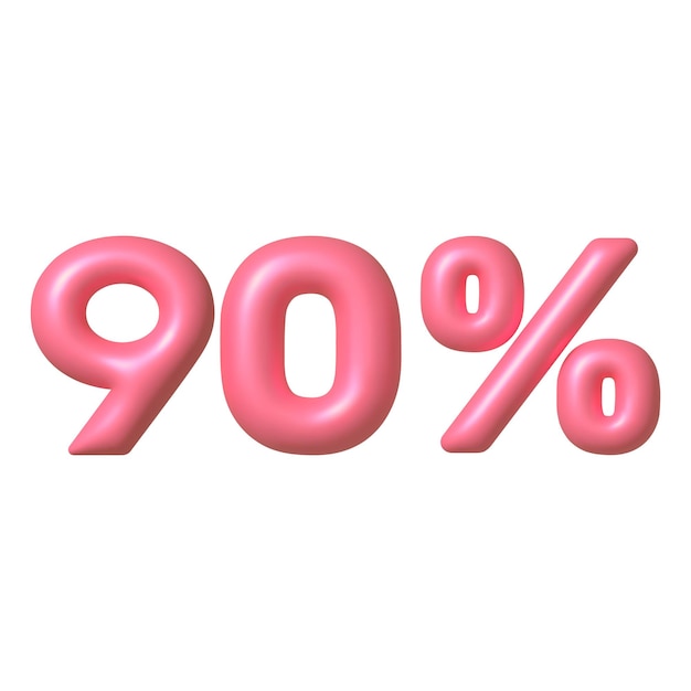 Sale 3D icon Pink glossy 90 percent discount vector sign 3d vector realistic design element