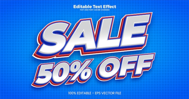 Sale 50 Off editable text effect in modern trend style