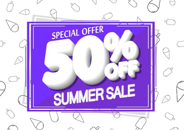Vector sale 50 off poster design template or banner for shop and online store vector illustration