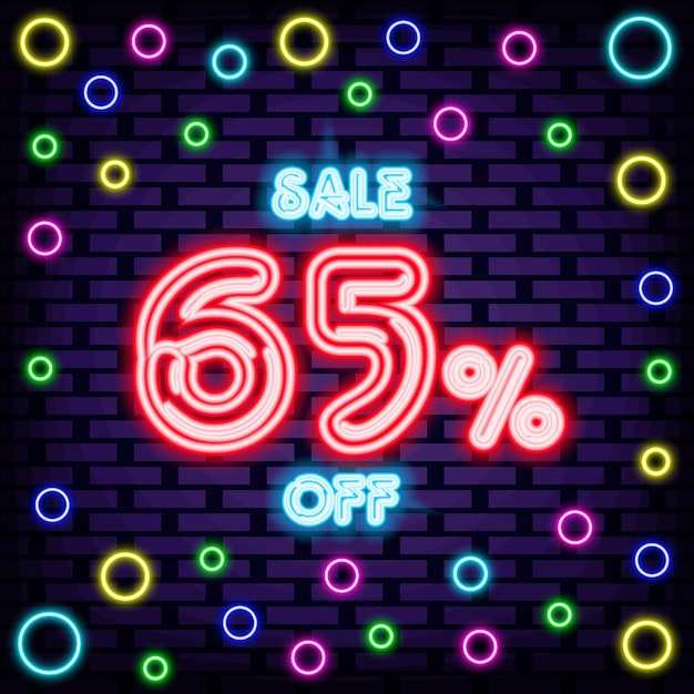 Sale 65 off Neon sign Bright signboard Light banner