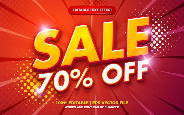 Sale 70% off editable text effect 3d