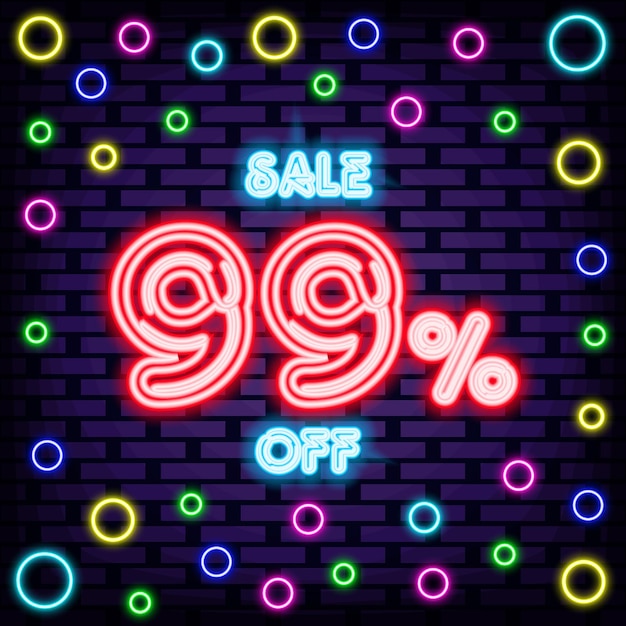 Sale 99 off Neon sign Bright signboard Night advensing