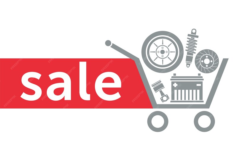 Premium Vector Sale in the auto parts store