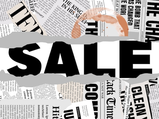 Sale background with newspaper torn paper style