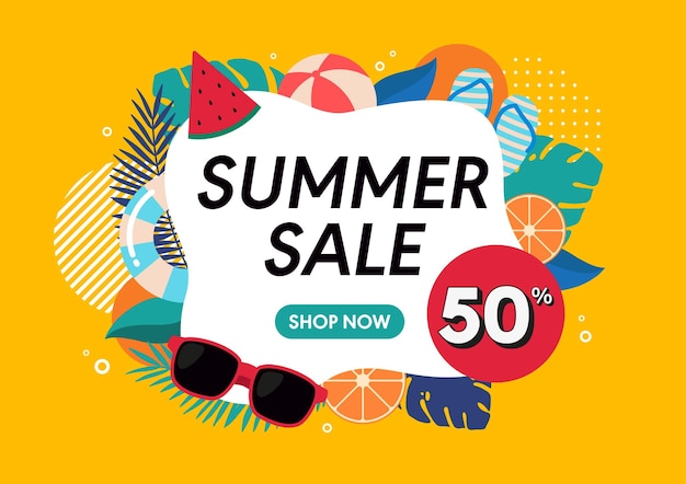 Vector sale background with summer elements