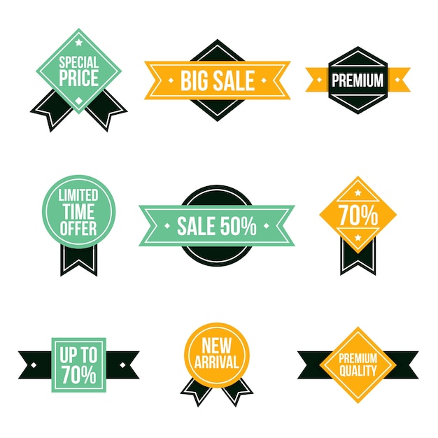 Vector sale badges set in retro style