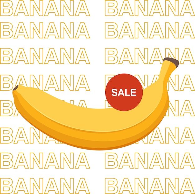 Vector sale banana design juicy fresh fruit icon vector template