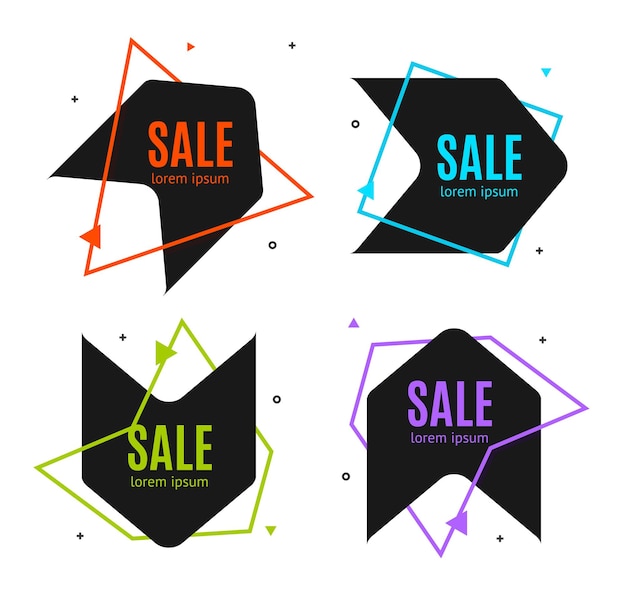 Vector sale banner abstract advertising design set vector