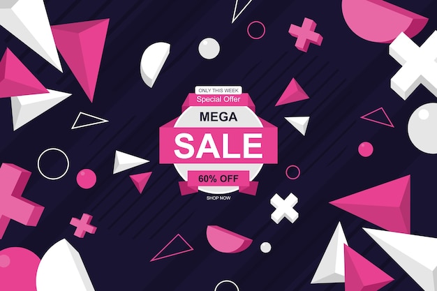 Sale banner background with colorful geometric. Vector illustration.