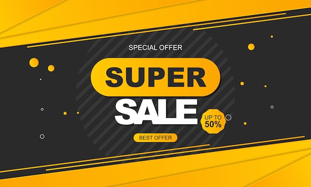 Vector sale banner background with yellow gradient paper style. vector illustration.
