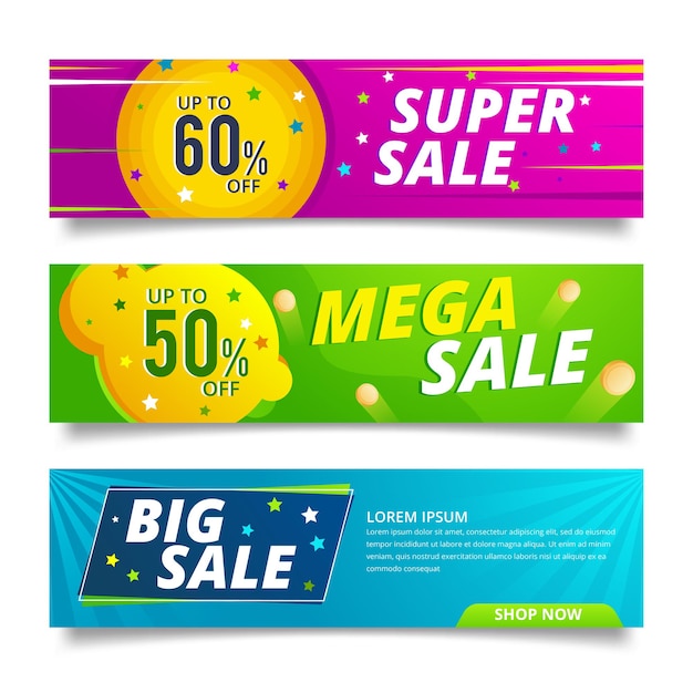 Vector sale banner card horizontal set