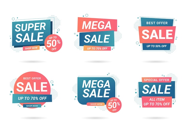 Vector sale banner collection with geometric shape