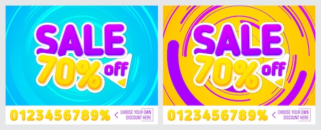 Sale banner on colorful background 70 off