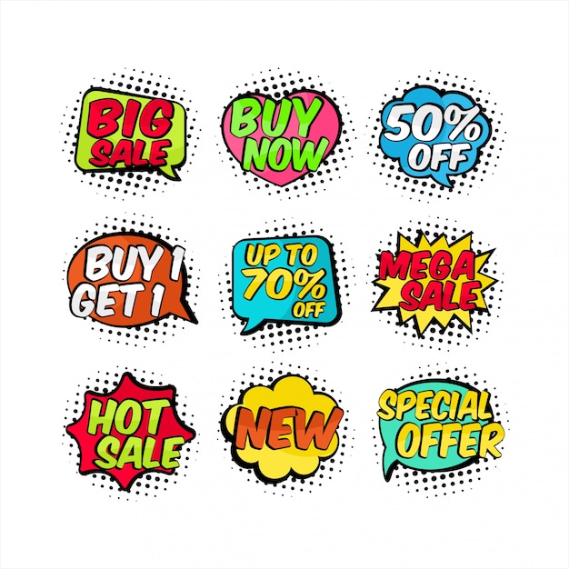 Sale Banner Comic bubble text collection