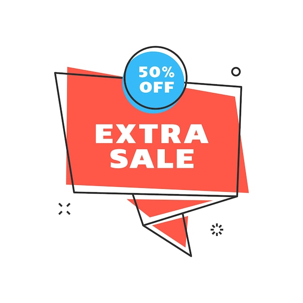 Sale banner design template Flat line geometric speech bubble