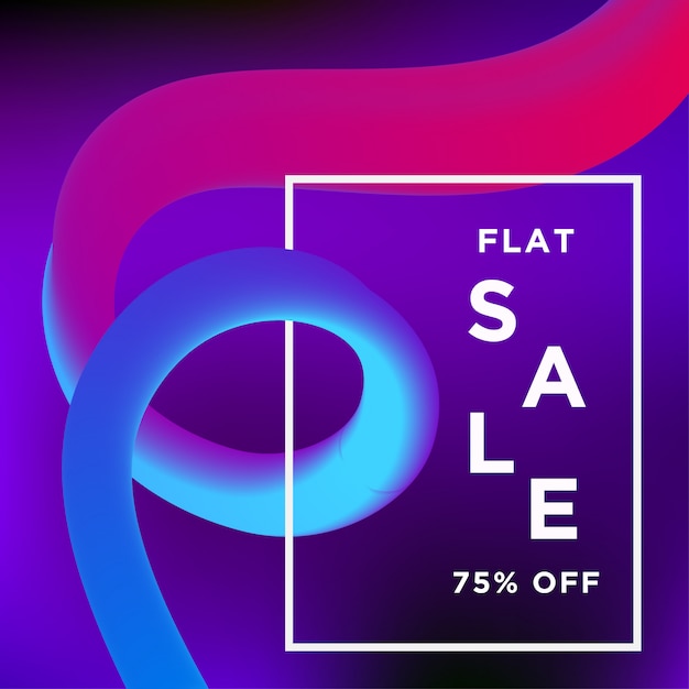 Sale banner on liquify fluid color background