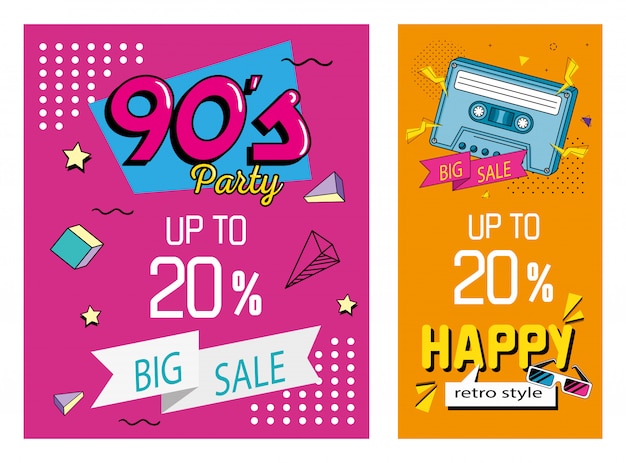 Sale banner nineties retro style