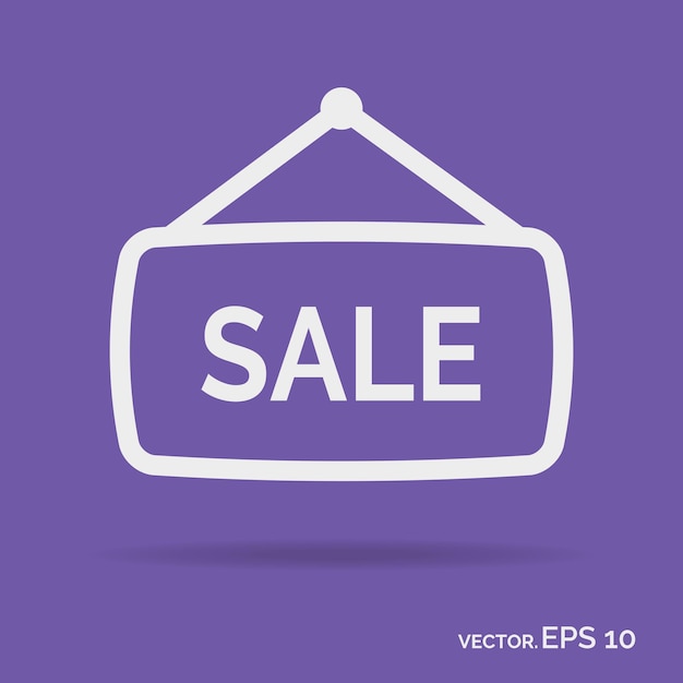 Vector sale banner outline icon white color isolated on purple background