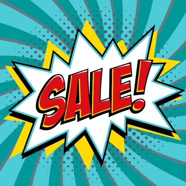 Sale banner in pop art comic style