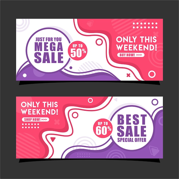 Sale banner promotion modern purpple color design collection