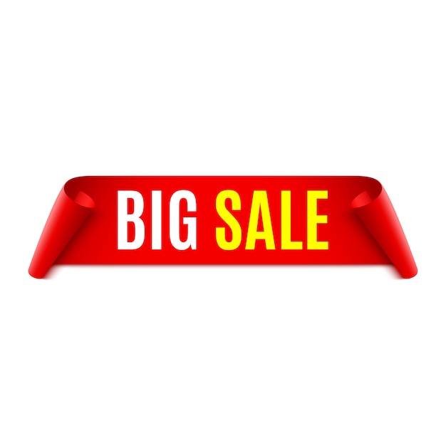 Sale banner. red ribbon.  illustration.