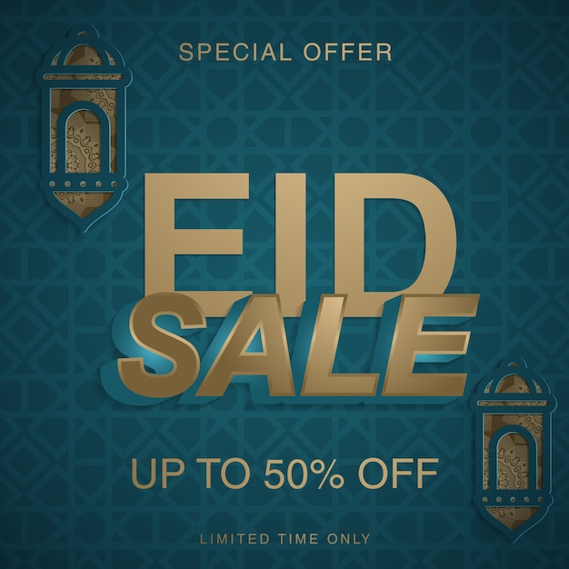 Vector sale banner or sale poster for festival of eid mubarak